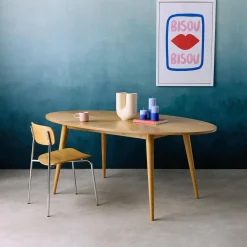 Tavolo da pranzo ovale in legno di hevea e impiallacciatura di quercia 6 posti