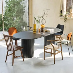 Tavolo da pranzo ovale in legno di hevea e impiallacciatura di rovere 8 posti