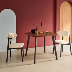 Tavolo da pranzo quadrato effetto legno con gambe in metallo nero 4 posti