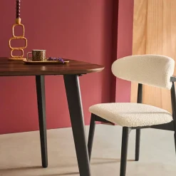 Tavolo da pranzo quadrato effetto legno con gambe in metallo nero 4 posti
