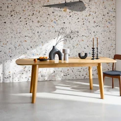 Tavolo da pranzo rettangolare allungabile 160 - 210 cm, rivestito in rovere e metallo
