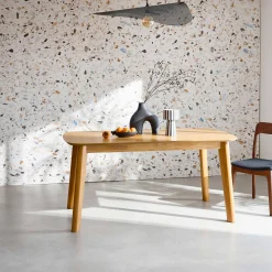 Tavolo da pranzo rettangolare allungabile 160 - 210 cm, rivestito in rovere e metallo