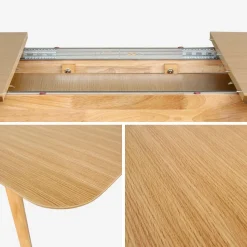 Tavolo da pranzo rettangolare allungabile 160 - 210 cm, rivestito in rovere e metallo