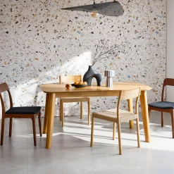 Tavolo da pranzo rettangolare allungabile 160 - 210 cm, rivestito in rovere e metallo