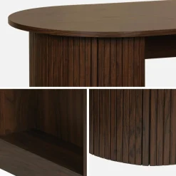 Tavolo alto da cucina decorato in legno con ripostigli