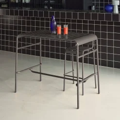 Tavolo alto da giardino in acciaio, 4 posti, 120cm