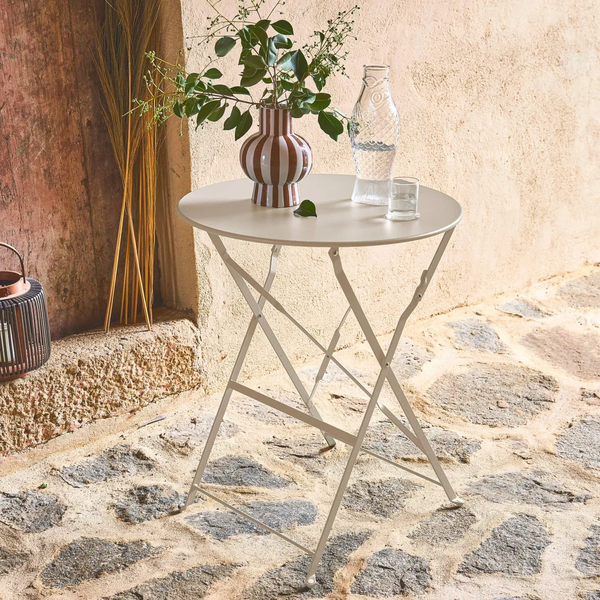 Tavolo da giardino bistrot pieghevole in acciaio, 2 posti, Ø60cm