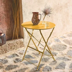 Tavolo da giardino bistrot pieghevole in acciaio, 2 posti, Ø60cm