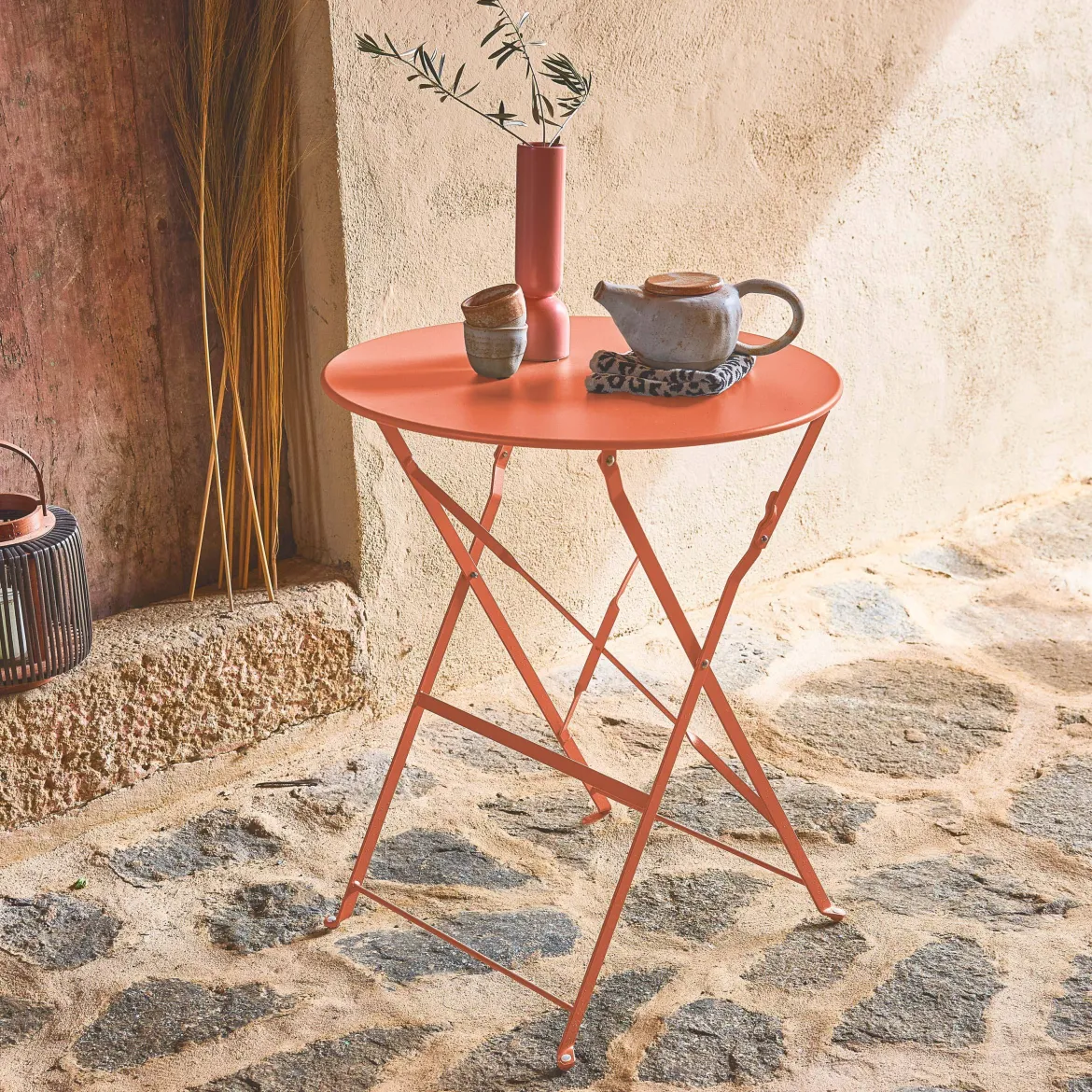 Tavolo da giardino bistrot pieghevole in acciaio, 2 posti, Ø60cm