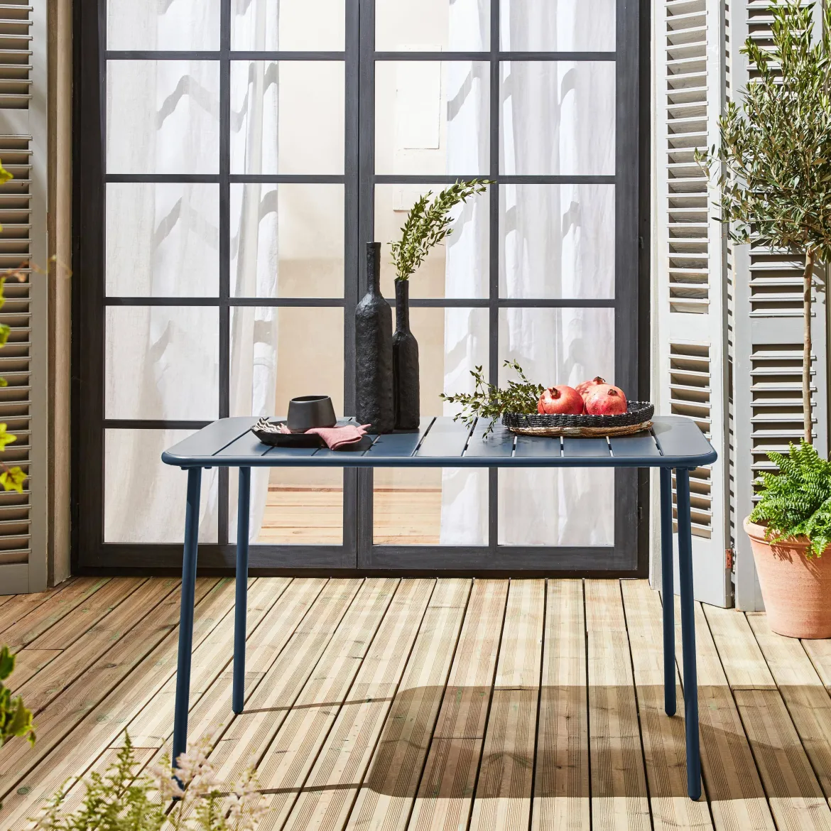 Tavolo da giardino in acciaio, 4 posti, 120cm
