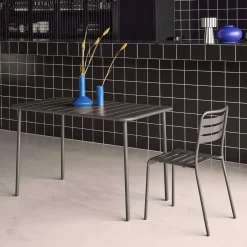 Tavolo da giardino in acciaio, 4 posti, 120cm