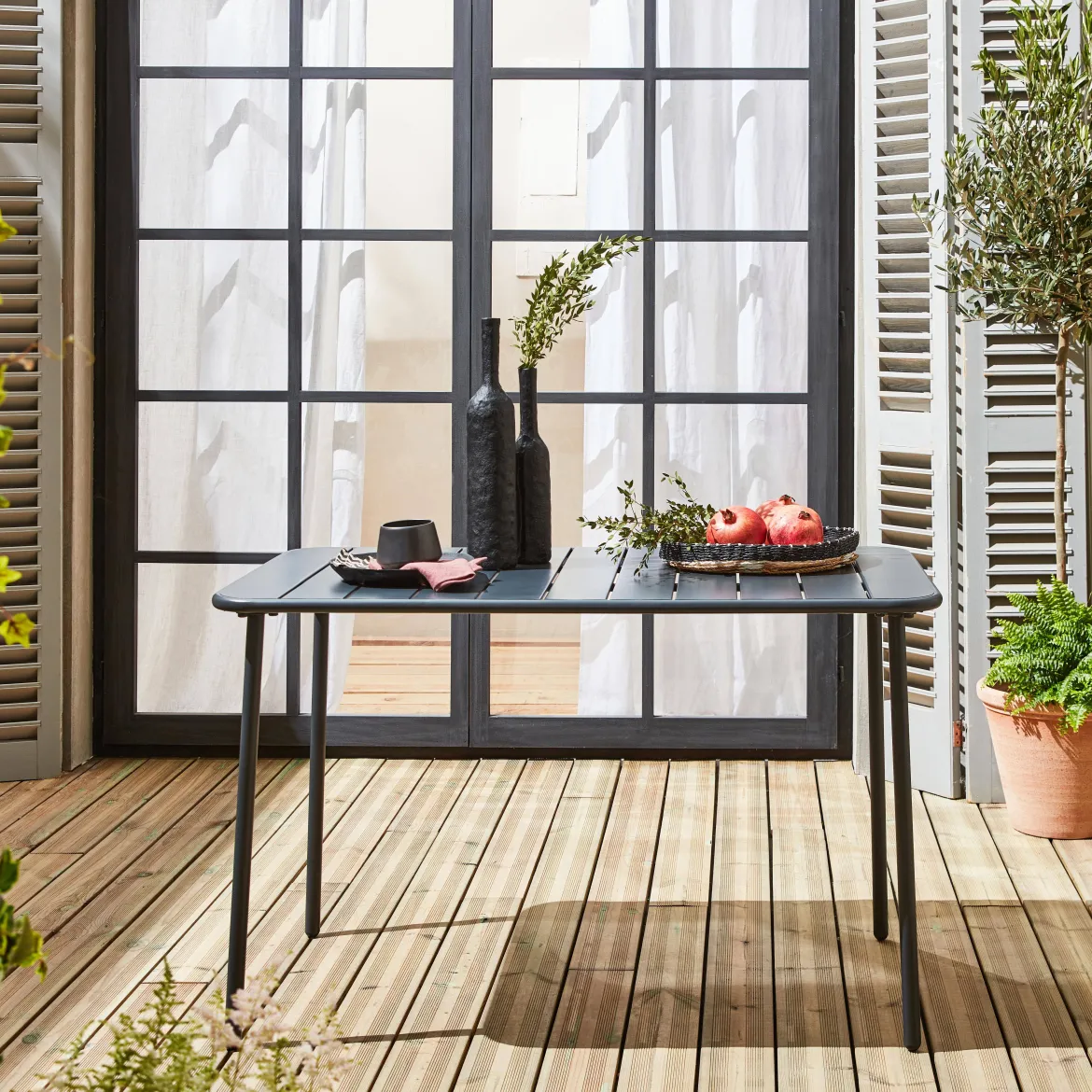 Tavolo da giardino in acciaio, 4 posti, 120cm