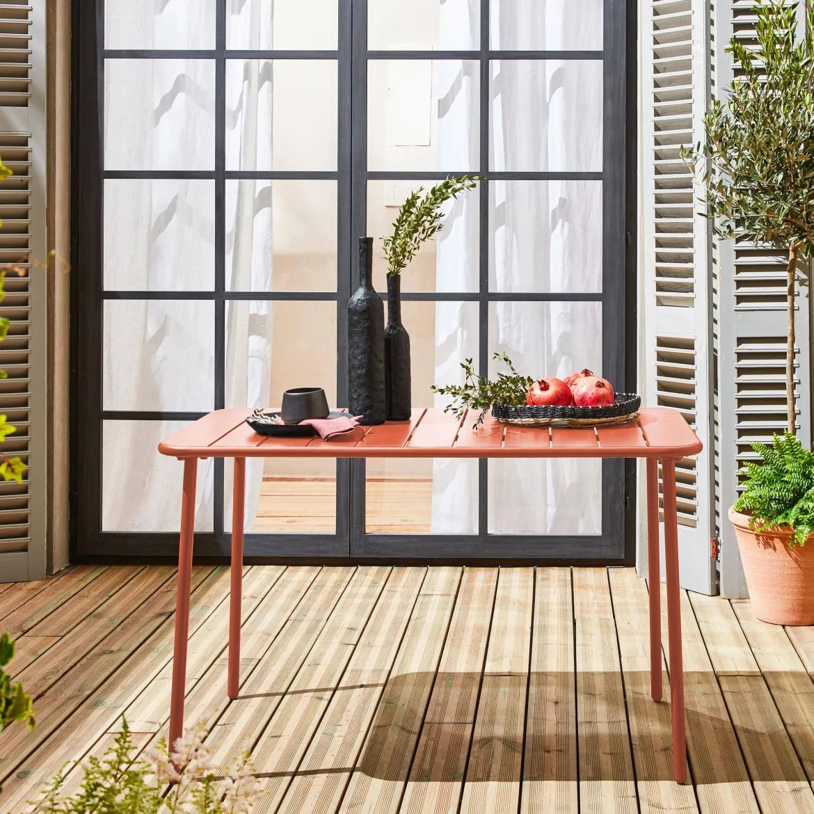 Tavolo da giardino in acciaio, 4 posti, 120cm