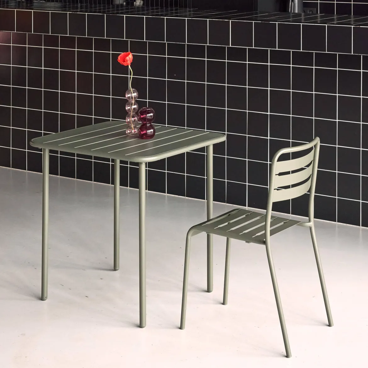 Tavolo da giardino in metallo 2 posti, 70cm