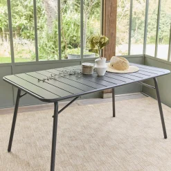 Tavolo da giardino pieghevole in metallo 6 posti, 140cm