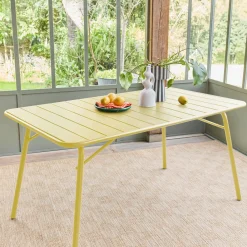 Tavolo da giardino pieghevole in metallo 6 posti, 140cm