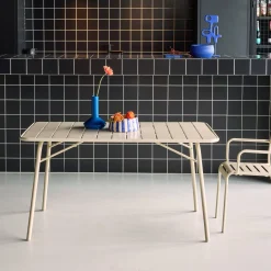 Tavolo da giardino pieghevole in metallo 6 posti, 140cm