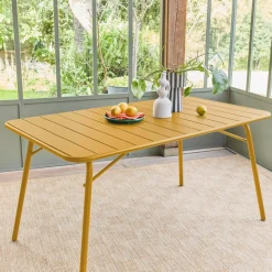 Tavolo da giardino pieghevole in metallo 6 posti, 140cm