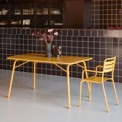 Tavolo da giardino pieghevole in metallo 6 posti, 140cm