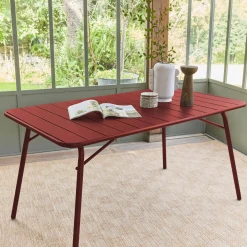 Tavolo da giardino pieghevole in metallo 6 posti, 140cm