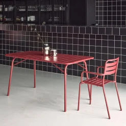 Tavolo da giardino pieghevole in metallo 6 posti, 140cm