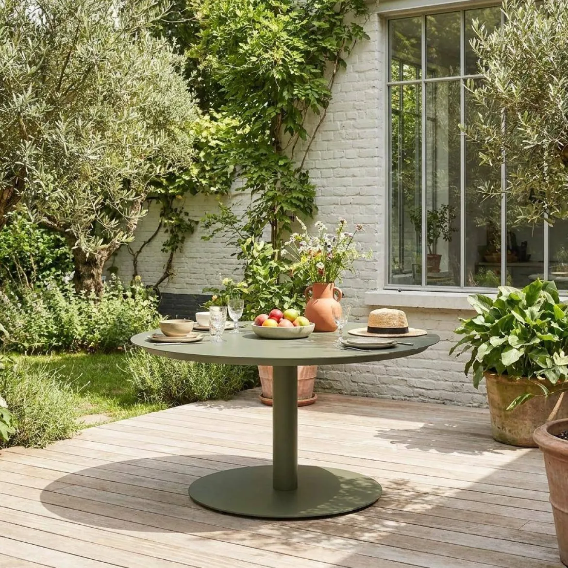 Tavolo da giardino rotondo in alluminio, 6 posti