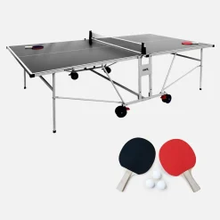 Tavolo da ping pong pieghevole per esterni con 4 racchette e 6 palline, 274cm