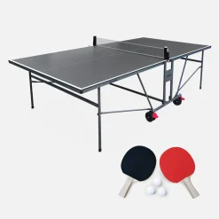 Tavolo da ping pong pieghevole da interno con 4 racchette e 6 palline, 274cm