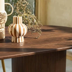 Tavolo da pranzo ovale in legno di hevea e impiallacciatura di rovere 8 posti