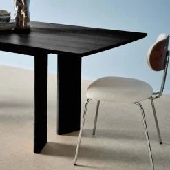 Tavolo da pranzo rettangolare allungabile in legno di hevea e impiallacciatura di rovere 6-8 posti