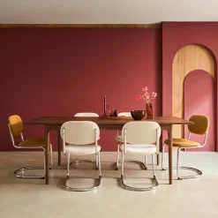 Tavolo da pranzo rettangolare allungabile in legno di hevea e impiallacciatura di frassino 6-8 posti
