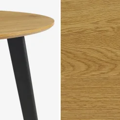 Tavolo da pranzo rotondo effetto legno con gambe in metallo nero 4 posti