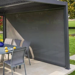 Tenda laterale avvolgibile alluminio e textilene per pergola, 4m