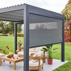 Tenda laterale avvolgibile alluminio e textilene per pergola, 3m