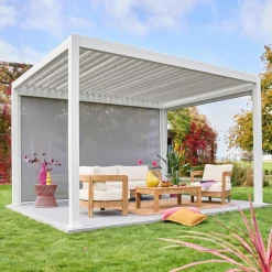 Tenda laterale avvolgibile alluminio e textilene per pergola, 4m