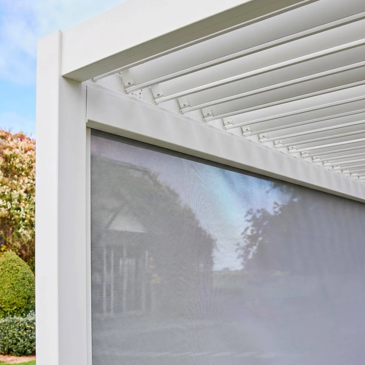 Tenda laterale avvolgibile alluminio e textilene per pergola, 4m