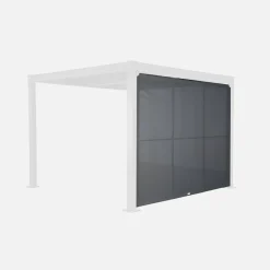 Tenda laterale retrattile in alluminio e textilene per pergola bioclimatica, 3m