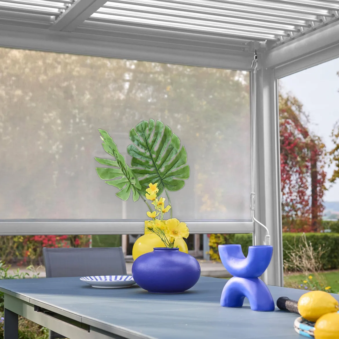 Tenda laterale avvolgibile alluminio e textilene per pergola, 3m