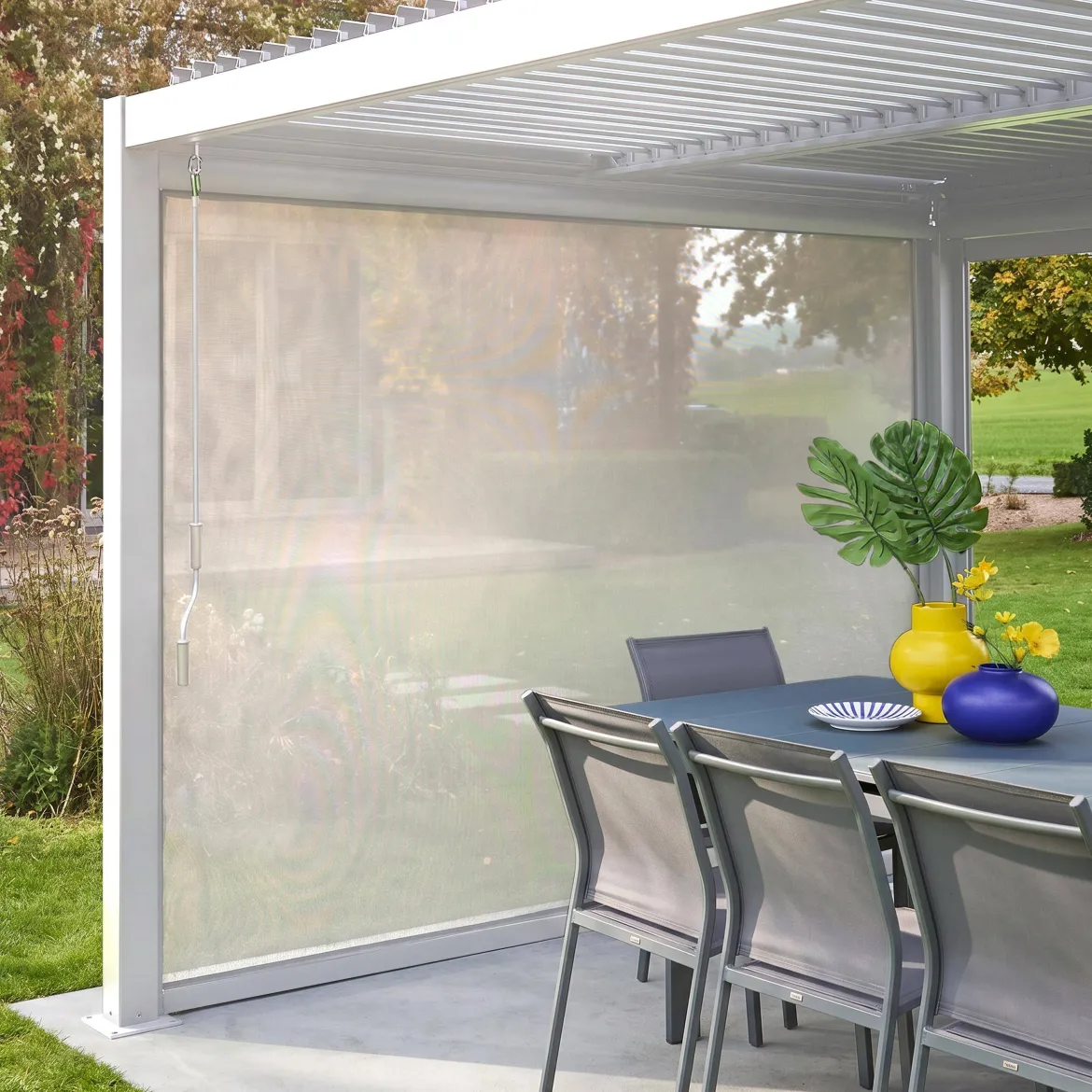 Tenda laterale avvolgibile alluminio e textilene per pergola, 3m