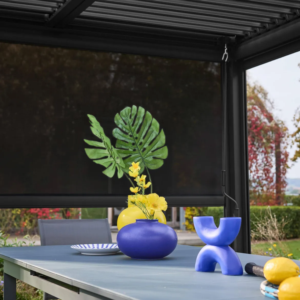 Tenda laterale avvolgibile alluminio e textilene per pergola, 3m