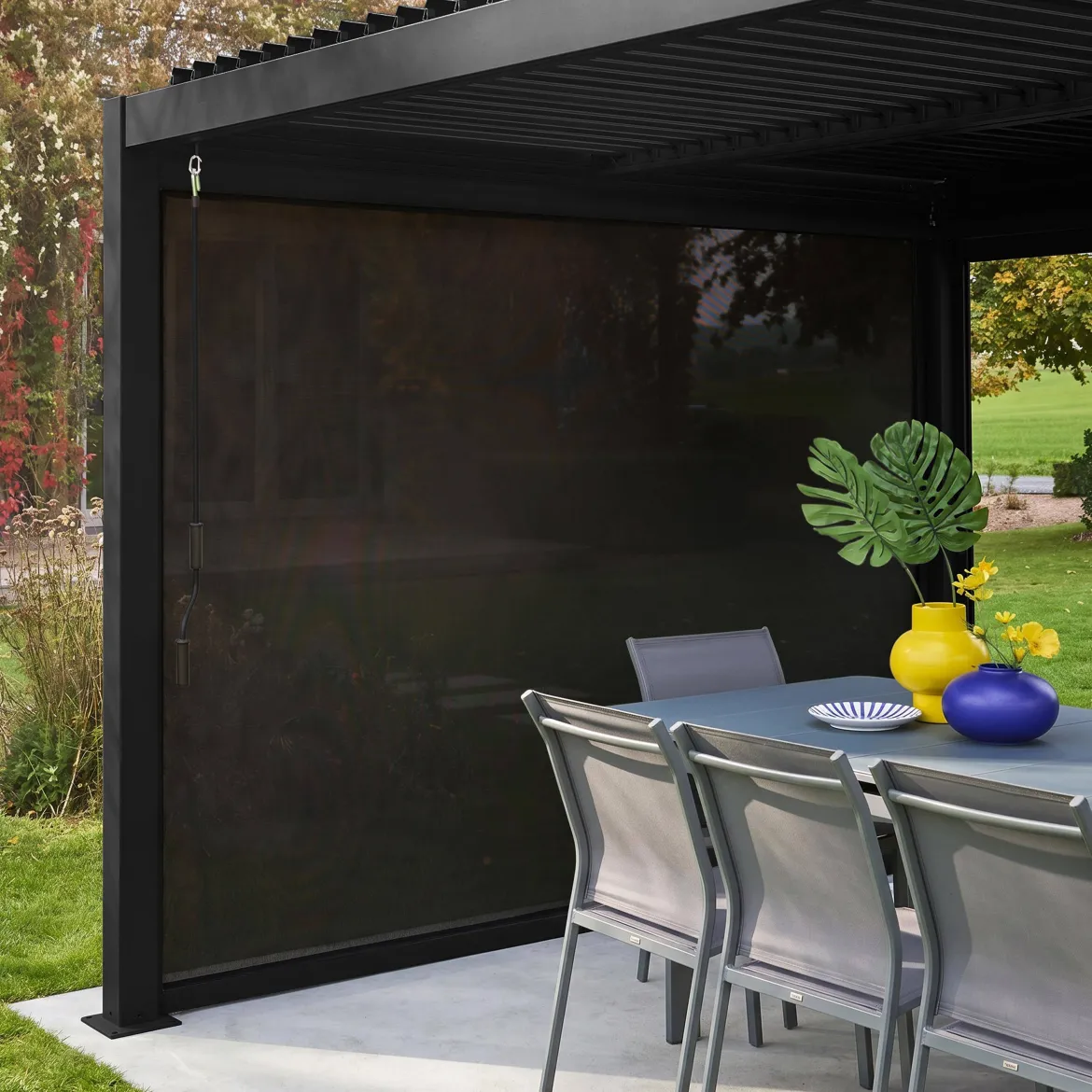 Tenda laterale avvolgibile alluminio e textilene per pergola, 3m