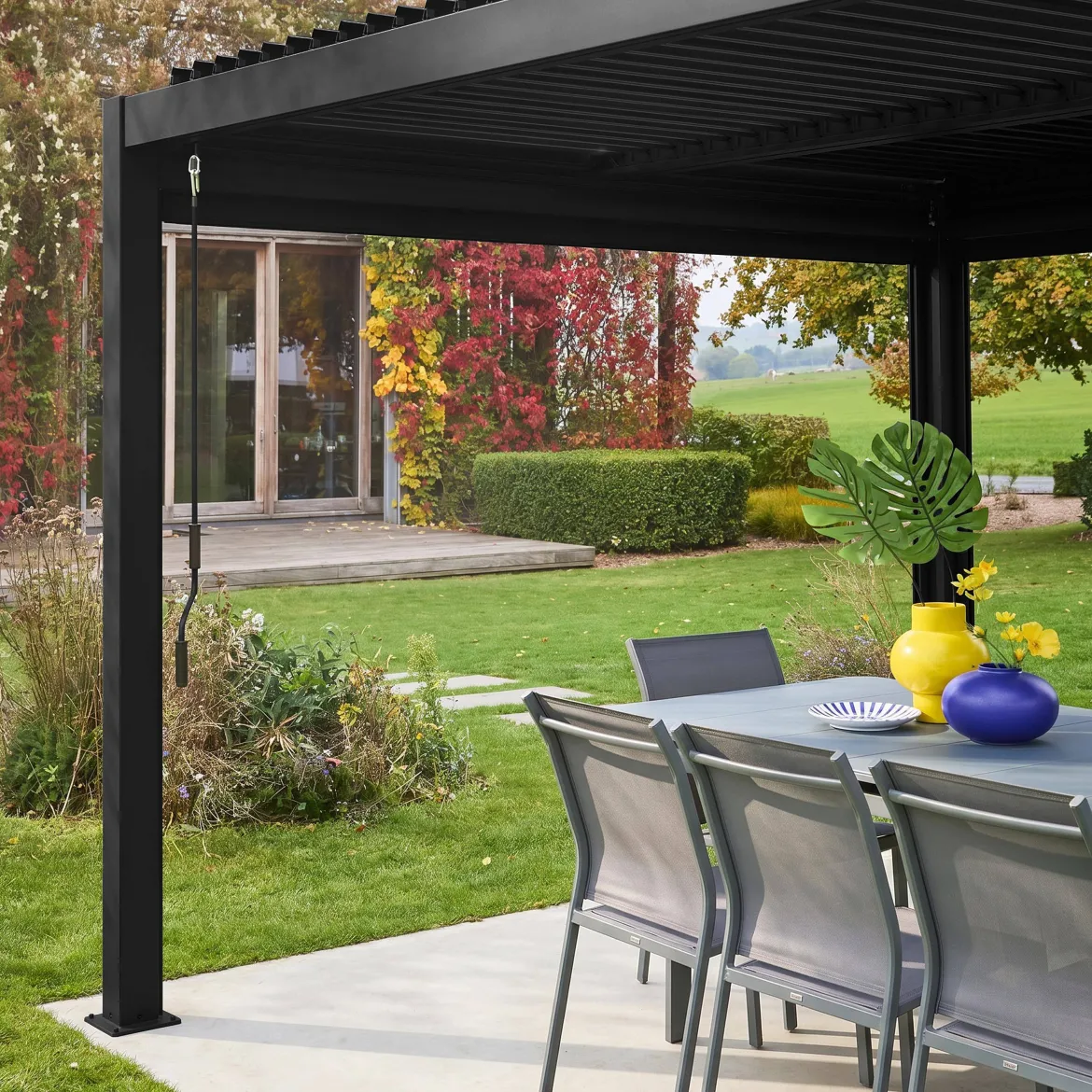 Tenda laterale avvolgibile alluminio e textilene per pergola, 3m