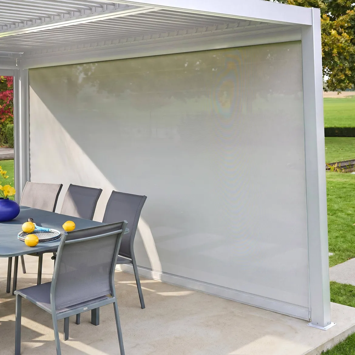 Tenda laterale avvolgibile alluminio e textilene per pergola, 4m