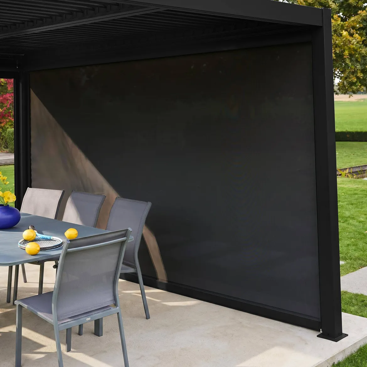 Tenda laterale avvolgibile alluminio e textilene per pergola, 4m