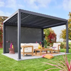 Tenda laterale avvolgibile alluminio e textilene per pergola, 4m