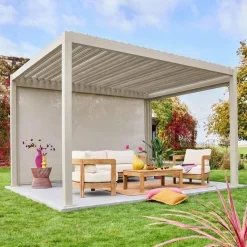 Tenda laterale avvolgibile alluminio e textilene per pergola, 4m