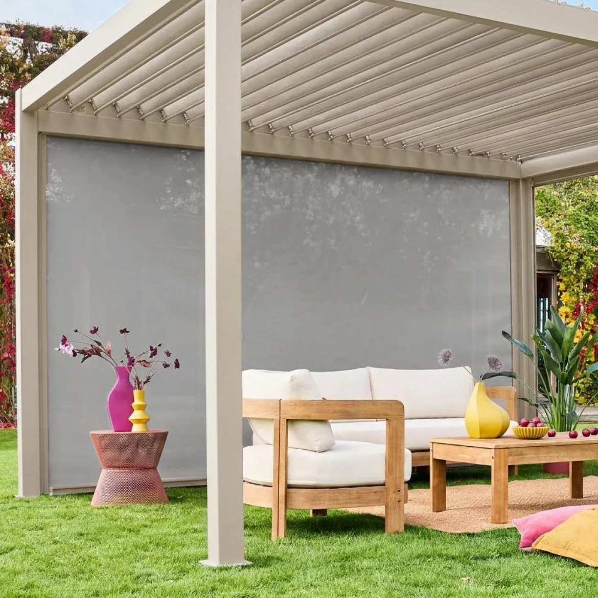 Tenda laterale avvolgibile alluminio e textilene per pergola, 4m