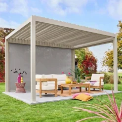 Tenda laterale avvolgibile alluminio e textilene per pergola, 4m