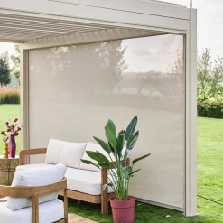 Tenda laterale avvolgibile alluminio e textilene per pergola, 4m