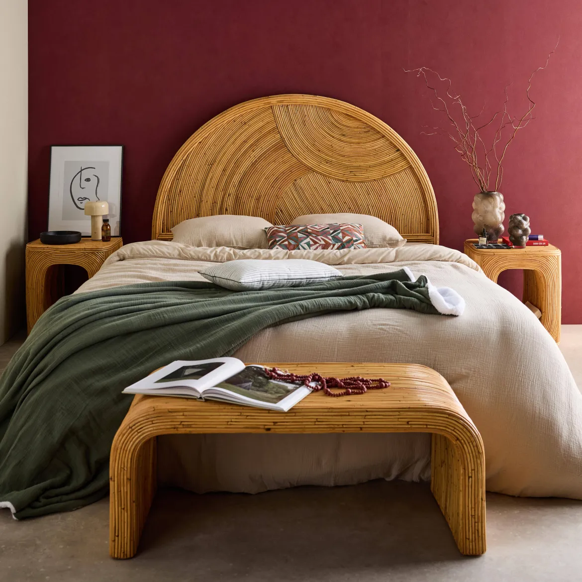 Testata in rattan naturale